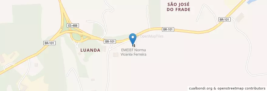 Mapa de ubicacion de EMEIEF Norma Vicente Ferreira en Brezilya, Güneydoğu Bölgesi, Espírito Santo, Região Geográfica Intermediária De Cachoeiro De Itapemirim, Microrregião Itapemirim, Itapemirim.