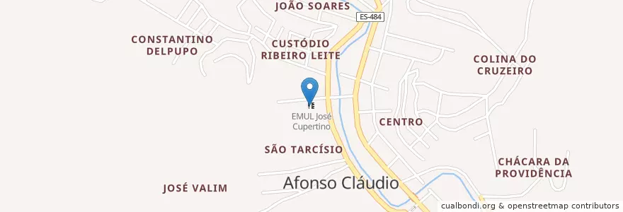 Mapa de ubicacion de EMUL José Cupertino en Бразилия, Юго-Восточный Регион, Эспириту-Санту, Região Geográfica Intermediária De Vitória, Microrregião Afonso Cláudio, Afonso Cláudio.