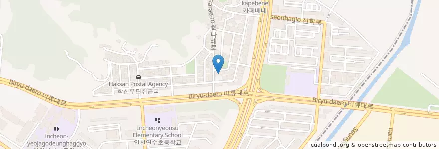 Mapa de ubicacion de 연수병원 en 대한민국, 인천, 연수동.