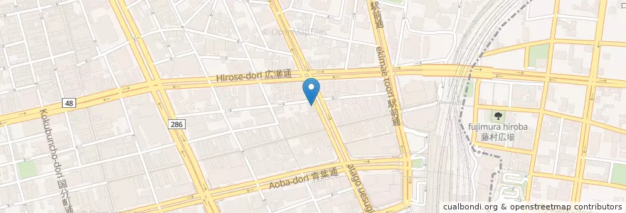 Mapa de ubicacion de ばるの助 en 日本, 宮城県, 仙台市, 青葉区.
