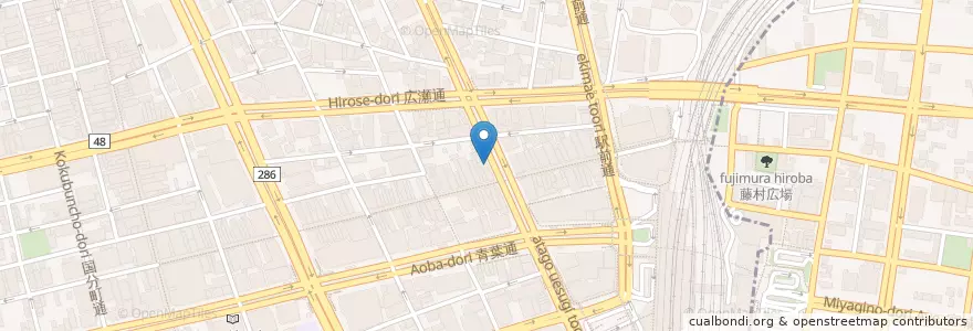 Mapa de ubicacion de まるや en Japonya, 宮城県, 仙台市, 青葉区.