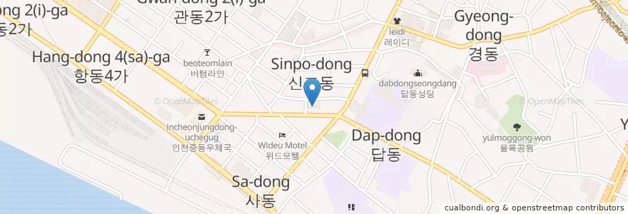 Mapa de ubicacion de KEB하나은행 인천금융센터 en Güney Kore, 인천, 중구, 신포동.