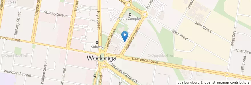 Mapa de ubicacion de Tesla Supercharger en Australien, Victoria, City Of Wodonga.