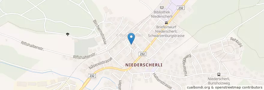 Mapa de ubicacion de Poststelle 3145 Niederscherli en سوئیس, برن, Verwaltungsregion Bern-Mittelland, Verwaltungskreis Bern-Mittelland, Köniz.