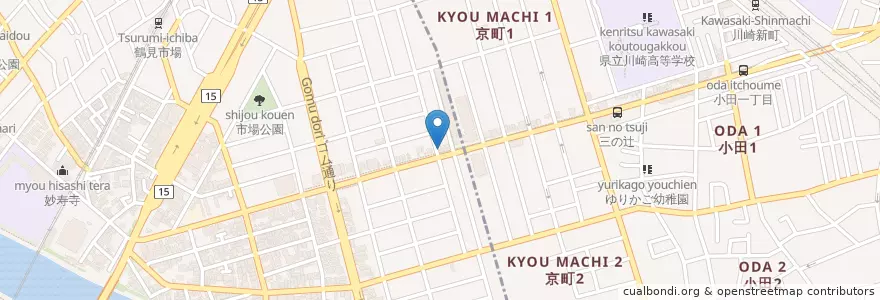 Mapa de ubicacion de 満留賀 en Japan, Kanagawa Prefecture, Yokohama, Tsurumi Ward.
