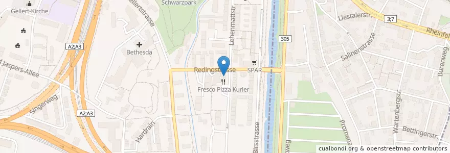 Mapa de ubicacion de Fresco Pizza Kurier en Svizzera, Basilea Campagna, Bezirk Arlesheim.