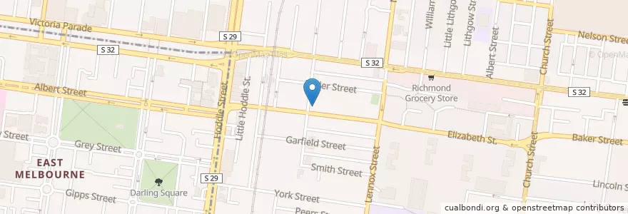Mapa de ubicacion de Arthur's Cafe en Australie, Victoria, City Of Yarra.