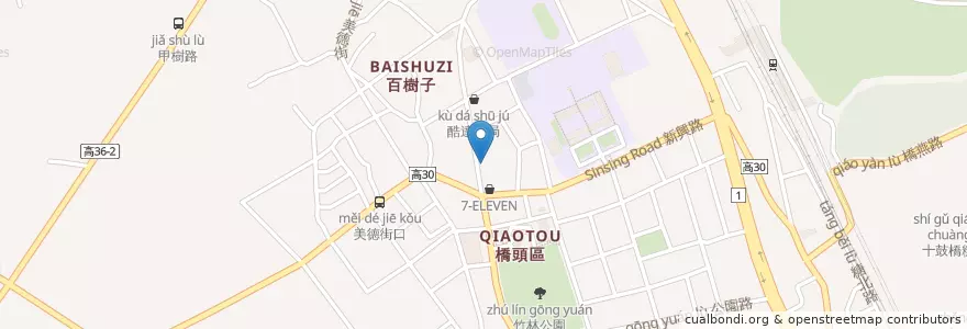 Mapa de ubicacion de 灶咖美食坊 en Taiwan, Kaohsiung, Distretto Di Qiaotou.