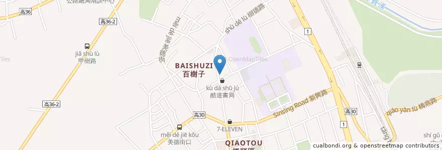 Mapa de ubicacion de 自然主義素食自助餐店 en Tayvan, Kaohsiung, 橋頭區.