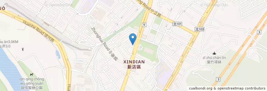 Mapa de ubicacion de 長庚中醫聯合診所 en تايوان, تايبيه الجديدة, 新店區.