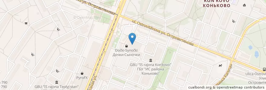 Mapa de ubicacion de Элекснет en Russia, Distretto Federale Centrale, Москва, Юго-Западный Административный Округ, Район Коньково.