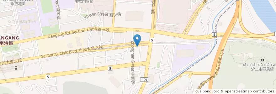 Mapa de ubicacion de 一肚子火（日式串燒） en 台湾, 新北市, 台北市, 南港区.