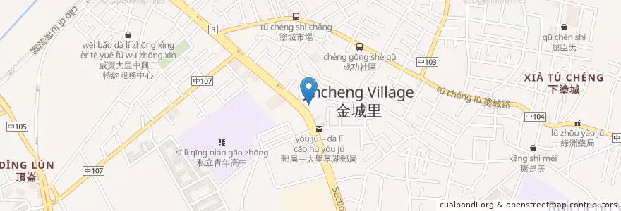Mapa de ubicacion de 速邁樂加油站 en 타이완, 타이중 시, 다리구.