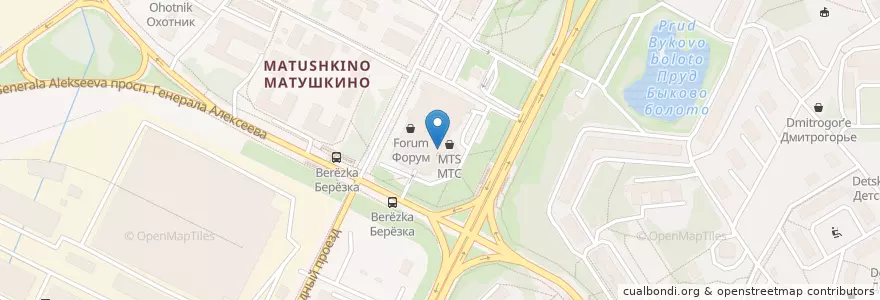 Mapa de ubicacion de Dolce Bacio en Rusland, Centraal Federaal District, Oblast Moskou, Moskou, Зеленоградский Административный Округ, Район Матушкино.