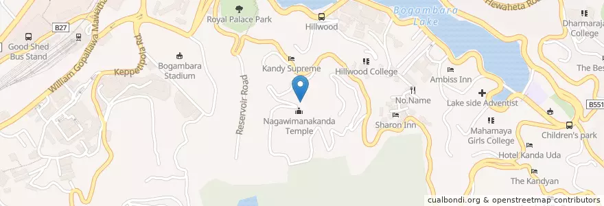 Mapa de ubicacion de Nagawimanakanda Temple en 스리랑카, මධ්‍යම පළාත, මහනුවර දිස්ත්‍රික්කය.