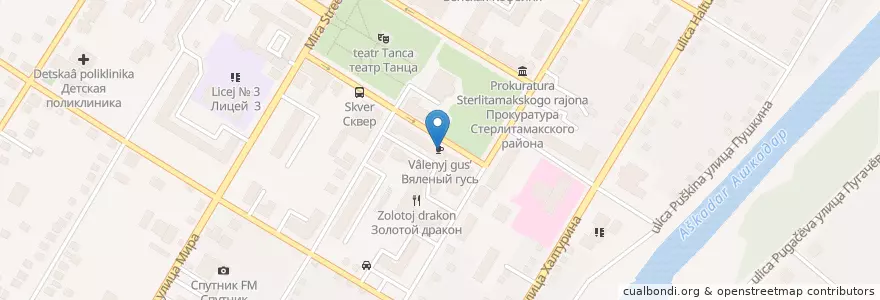 Mapa de ubicacion de Вяленый гусь en ロシア, 沿ヴォルガ連邦管区, バシコルトスタン共和国, ステルリタマク管区.