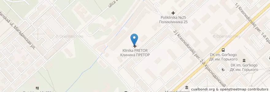 Mapa de ubicacion de Клиника ПРЕТОР en Rusia, Сибирский Федеральный Округ, Wilayah Novosibirsk, Городской Округ Новосибирск.