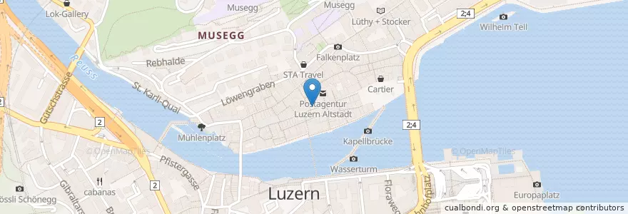 Mapa de ubicacion de Postfinance en Svizzera, Lucerna, Luzern.