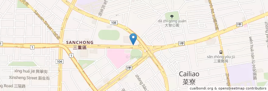 Mapa de ubicacion de 三重綜合體育館 en 타이완, 신베이 시.