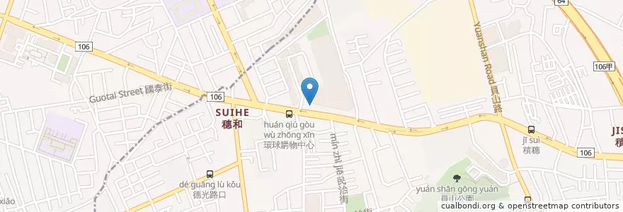 Mapa de ubicacion de 中和環球購物中心 en Taiwan, Nuova Taipei, Džonghė, Distretto Di Banqiao.