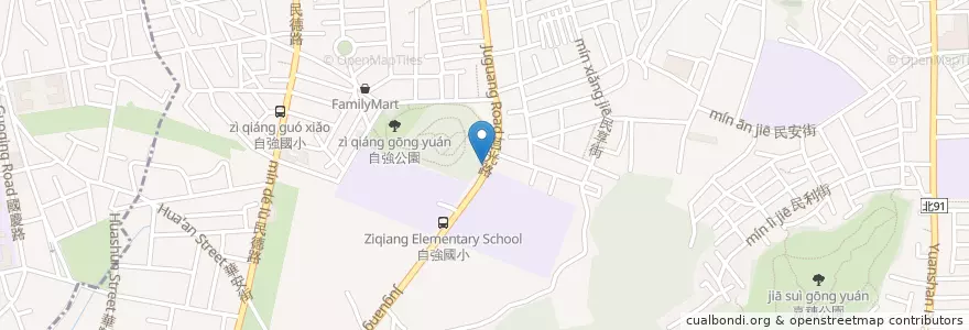 Mapa de ubicacion de 中和自強公園 en تایوان, 新北市, 中和區, 板橋區.