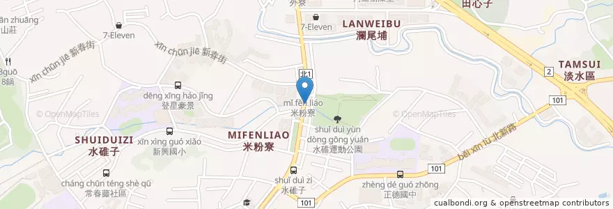 Mapa de ubicacion de 中山北新春街口 en Taïwan, Nouveau Taipei, Tamsui.