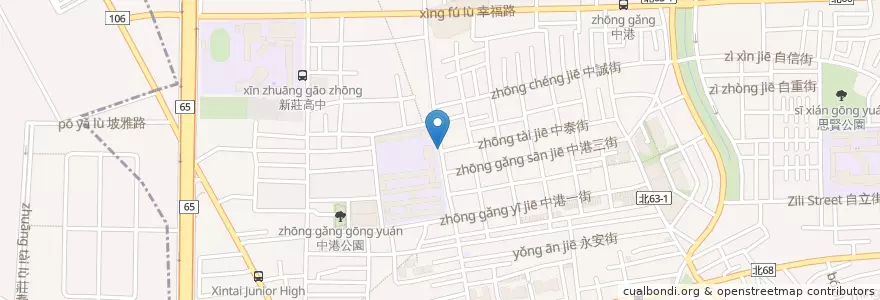 Mapa de ubicacion de 中港國小 en تايوان, تايبيه الجديدة, 新莊區.