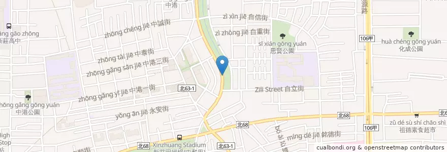 Mapa de ubicacion de Zhonghua Village (Zhonghua Rd. Sec. 2 ) en Taiwan, New Taipei, Xinzhuang District.