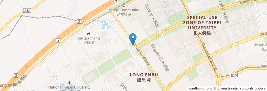 Mapa de ubicacion de 國立臺北大學(三峽校區) en تایوان, 新北市, 三峽區, 樹林區.