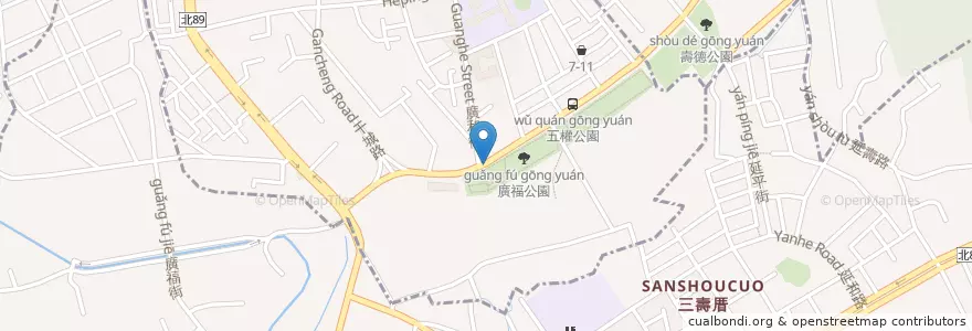 Mapa de ubicacion de 廣福公園 en تايوان, تايبيه الجديدة, 土城區, 板橋區.