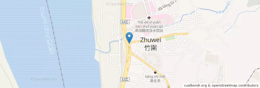 Mapa de ubicacion de 捷運竹圍站 en 臺灣, 新北市, 淡水區.