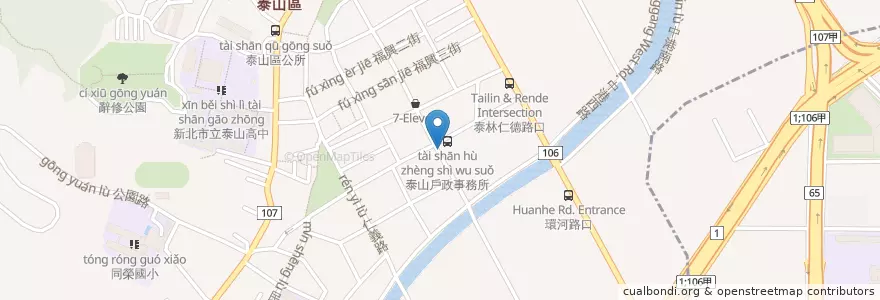 Mapa de ubicacion de 新五泰國民運動中心 en Taiwán, Nuevo Taipéi, 泰山區.