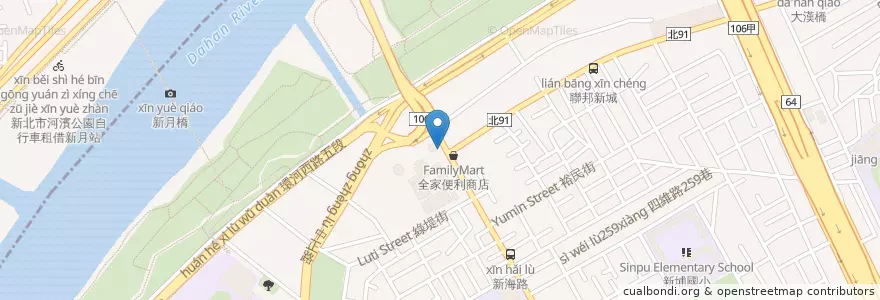 Mapa de ubicacion de 新海長江路口 en Тайвань, Новый Тайбэй, 新莊區, 板橋區.