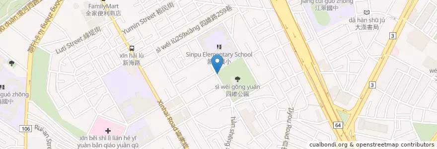 Mapa de ubicacion de 板橋四維公園 en Тайвань, Новый Тайбэй, 板橋區.