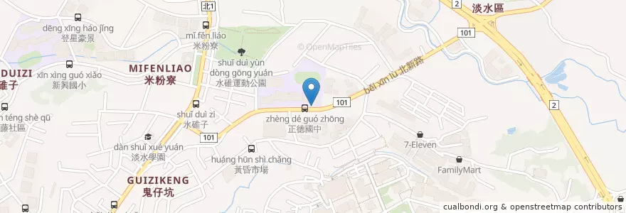 Mapa de ubicacion de 正德國中 en Taïwan, Nouveau Taipei, Tamsui.