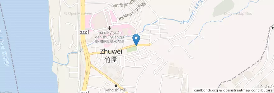 Mapa de ubicacion de 竹圍公園 en تایوان, 新北市, 淡水區.