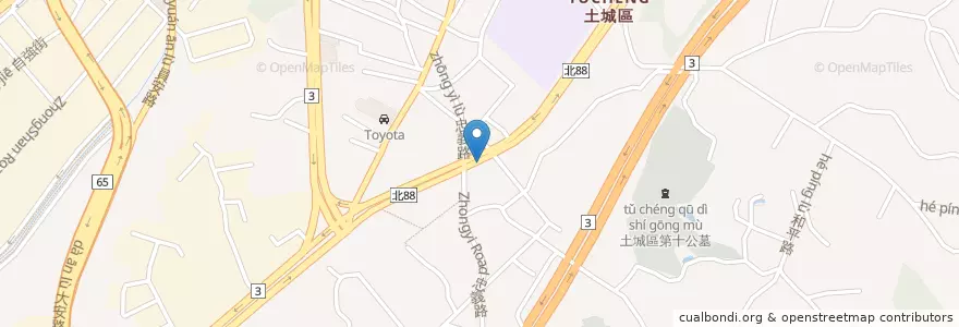 Mapa de ubicacion de 金城忠義路口 en تايوان, تايبيه الجديدة, 土城區.