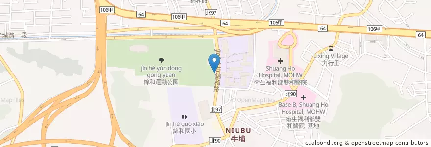 Mapa de ubicacion de Jinhe Sports Park en Taiwan, New Taipei, Zhonghe District.