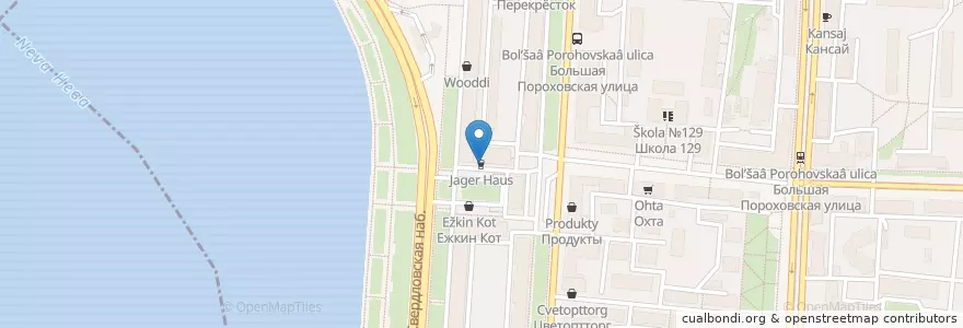 Mapa de ubicacion de Jager Haus en Russie, District Fédéral Du Nord-Ouest, Oblast De Léningrad, Saint-Pétersbourg, Красногвардейский Район, Округ Большая Охта.