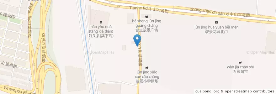 Mapa de ubicacion de 潮江春 en China, Guangdong, 广州市, 天河区, 天园街道.
