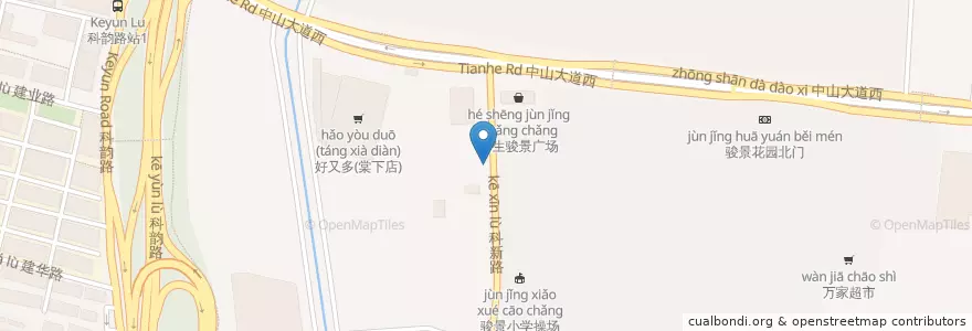 Mapa de ubicacion de 二哥烤羊腿羊排烤全羊 en 中国, 広東省, 広州市, 天河区, 天园街道.