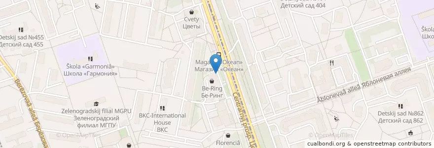 Mapa de ubicacion de Сбербанк en 러시아, Центральный Федеральный Округ, Московская Область, Москва, Зеленоградский Административный Округ.