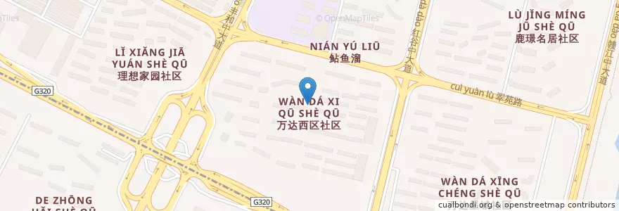 Mapa de ubicacion de 万达西区社区居委会 en الصين, جيانغشي, نانتشانغ, 红谷滩区, 沙井街道.