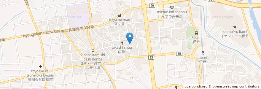 Mapa de ubicacion de 串の助 en اليابان, 兵庫県, 伊丹市.