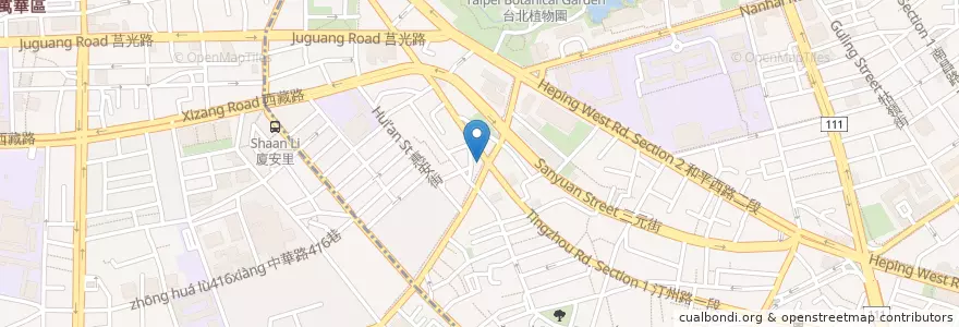 Mapa de ubicacion de 邱記一鴨二吃 en تايوان, تايبيه الجديدة, تايبيه, 萬華區, 中正區.