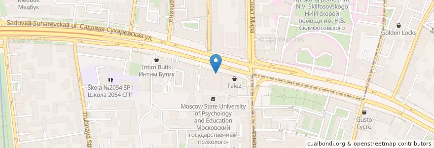 Mapa de ubicacion de Театральный центр "Вишнёвый сад" en Rusia, Distrito Federal Central, Москва, Distrito Administrativo Central, Мещанский Район.