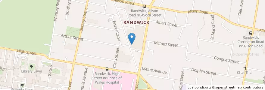 Mapa de ubicacion de Royal Randwick Medical Centre en Australien, Neusüdwales, Sydney, Randwick City Council.