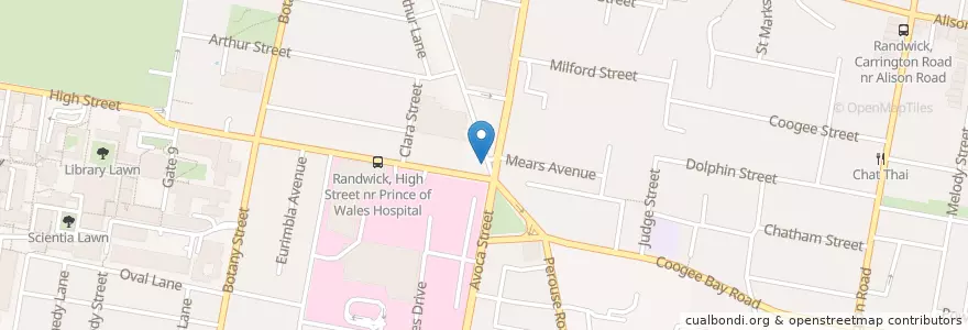 Mapa de ubicacion de Chemist Warehouse en 오스트레일리아, New South Wales, 시드니, Randwick City Council.