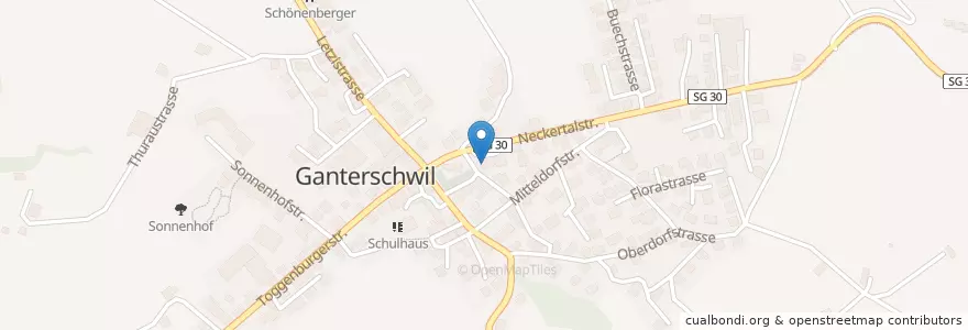 Mapa de ubicacion de Post Ganterschwil en Switzerland, Sankt Gallen, Wahlkreis Toggenburg, Bütschwil-Ganterschwil.