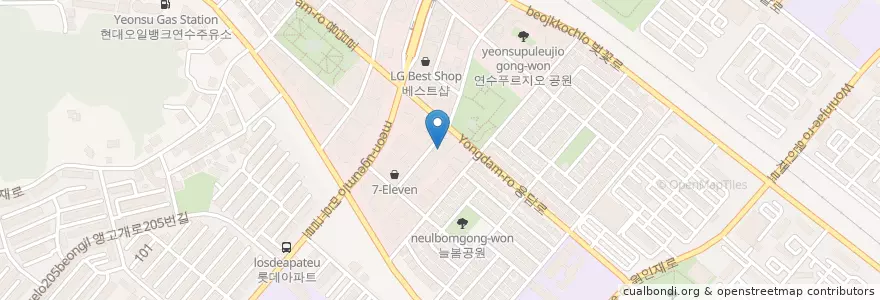 Mapa de ubicacion de 채선당 연수점 en 대한민국, 인천, 연수구.